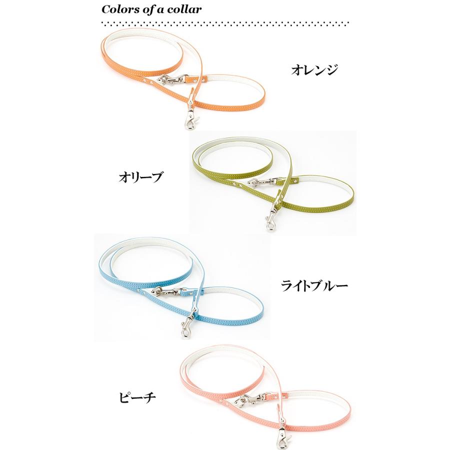 犬 リード おしゃれ 革 小型犬 中型犬 レザー ホワイトベーシック10mm幅リード カフェタイプ |  | 07