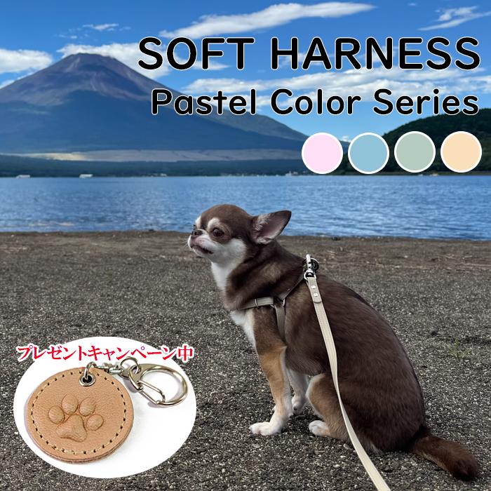 ハーネス 犬 小型犬 中型犬 安全帯  かわいい 抜けない 迷子札 フェイクレザー おしゃれ いぬ 名入れ ソフトハーネス | 