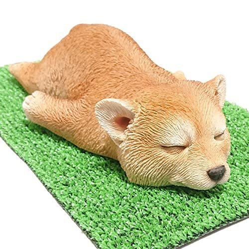 Tatotte 犬 リアル 置物 かわいい 動物 癒し インテリア 雑貨 いぬグッズ プレゼント 贈り物に お昼寝 ワンコ 人工芝敷物つき 柴犬 犬雑貨 Operacioneswp Com
