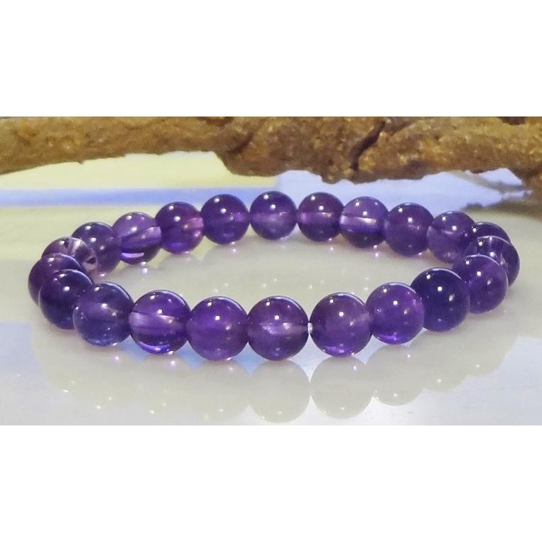 126 天然石 パワーストーン ブレスレット アメジスト （紫水晶） AAA　8mm 珠 |  | 01