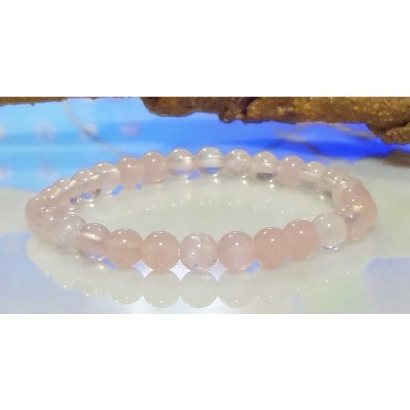 129 天然石 パワーストーン ブレスレット ローズクォーツ （紅水晶） AAA　6mm 珠 |  | 01