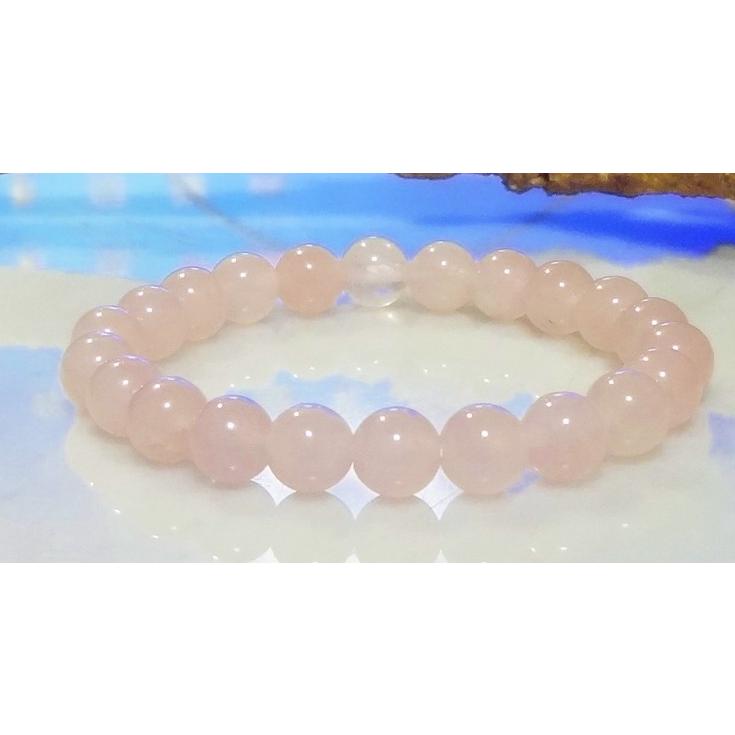 130 天然石 パワーストーン ブレスレット ローズクォーツ （紅水晶） AAA　8mm 珠 |  | 01