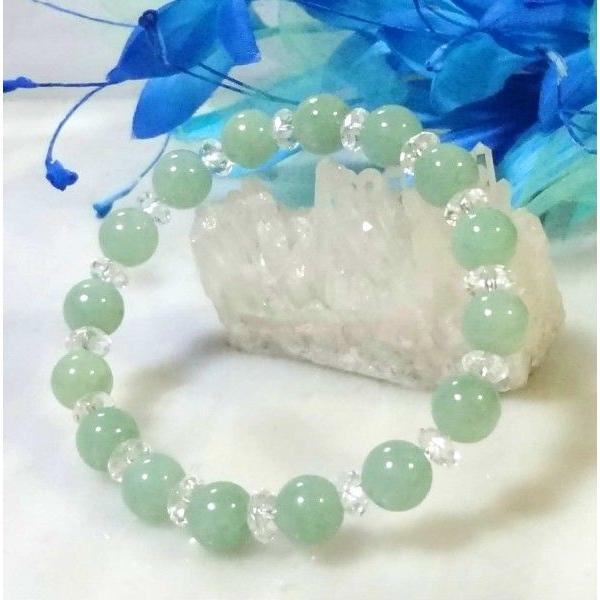 321　天然石 ハーモニー ブレスレット ビルマ 翡翠 （ジェイダイド） 天然水晶 | 