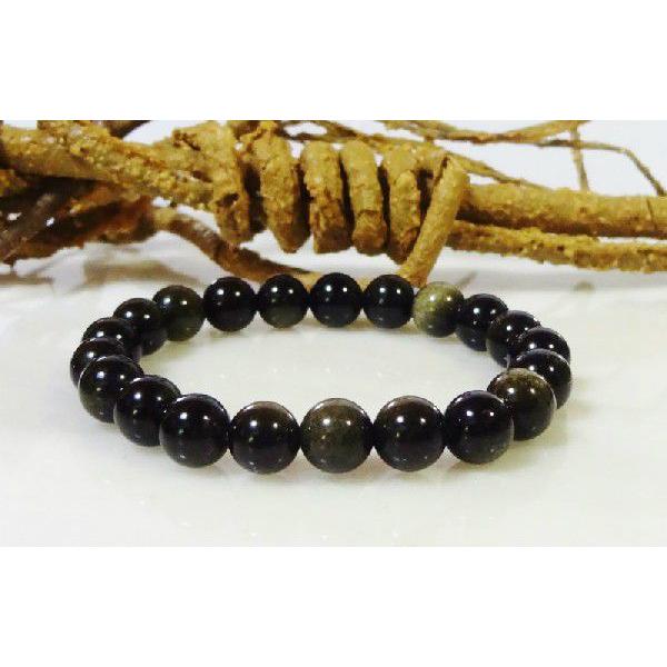 467 天然石 パワーストーン ブレスレット ゴールデンシャイン オブシディアン AAA 8mm球 |  | 01
