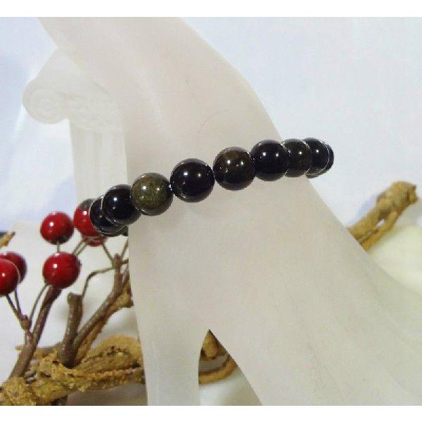 468 天然石 パワーストーン ブレスレット ゴールデンシャイン オブシディアン 黒曜石 AAA　10mm球 |  | 03