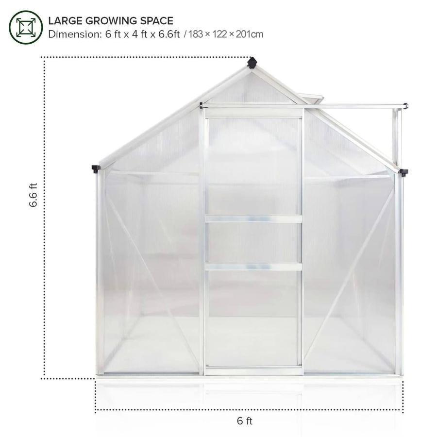 アルミ温室 花園温室 頑丈な金属フレーム温室 植物の温室 ポリカーボネートウォークインプラント温室、 カバー ホーム温室 温室 ビニールハウス 家庭用 調節可能