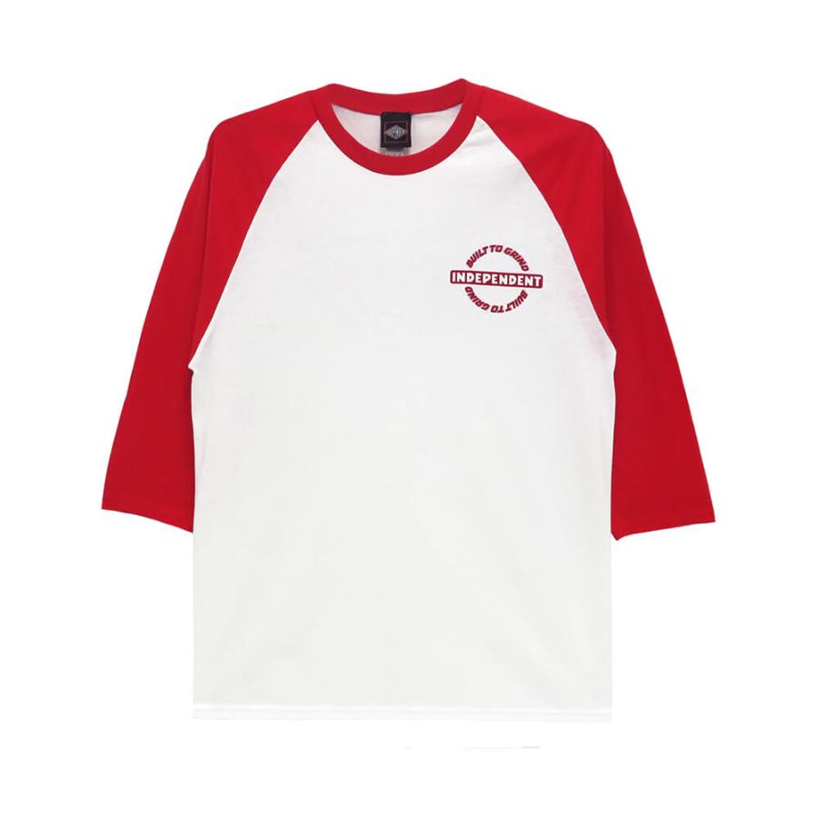 Independent インディペンデント ラグラン 七分袖Tシャツ 白/赤 M INDEPENDENT TRUCK COMPNY INDEPENDENT LONG SLEEVE インディペン
