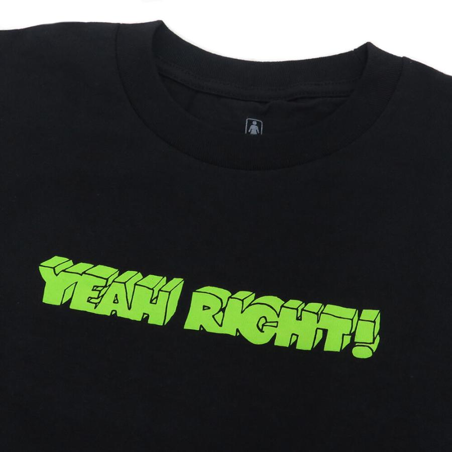 GIRL T-SHIRT ガール Tシャツ YEAH RIGHT BLACK スケートボード スケボー｜cs-skate｜02