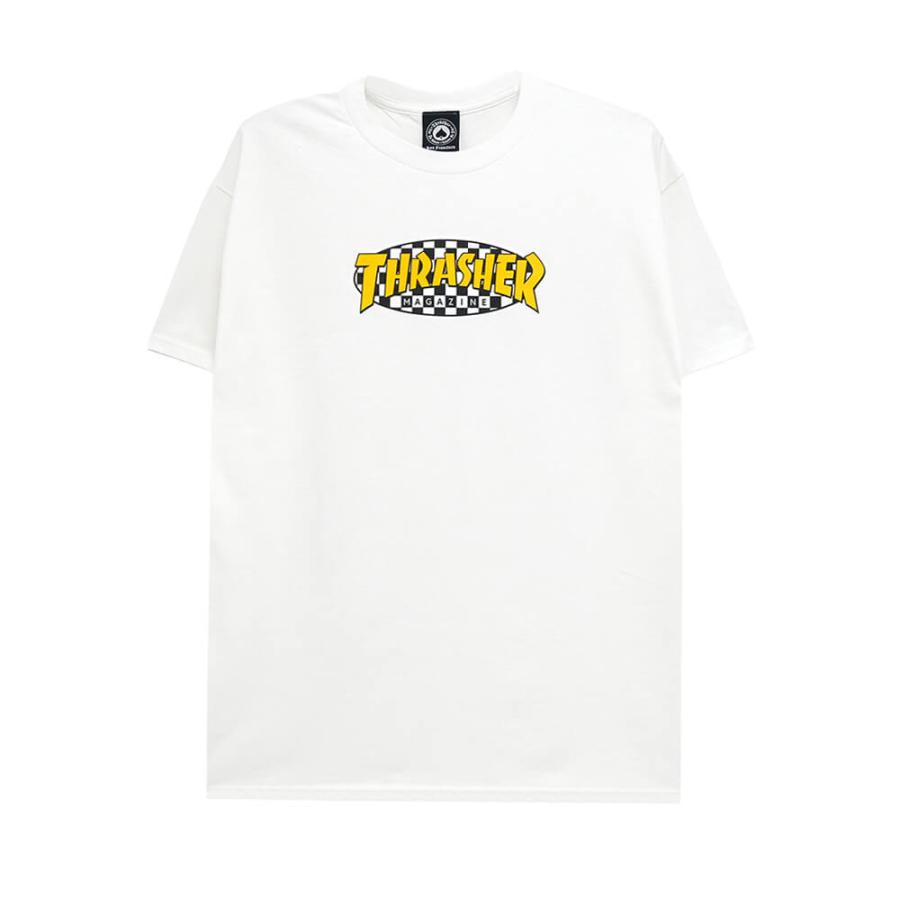THRASHER T-SHIRT スラッシャー Tシャツ CHECKERED OVAL WHITE