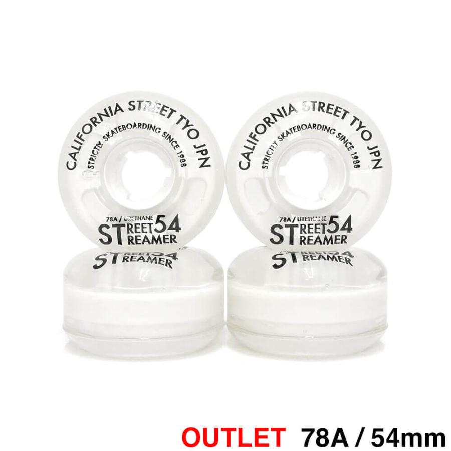 （アウトレット価格）CALIFORNIA STREET WHEEL カリフォルニアストリート ソフトウィール（クルーザー） STREET STREAMER CLEAR（78A）白クリア 54mm 黄ばみ | 