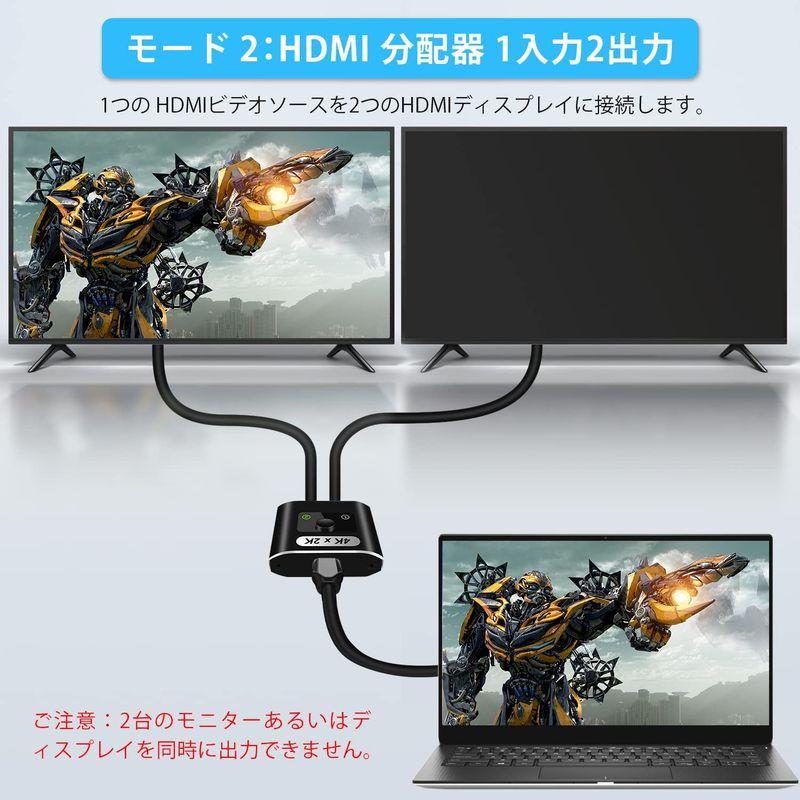 が大特価！ HDMI 切替器 4Kx2K セレクター H 電源不要 双方向 2入力1出力 1入力2出力 HDMI分配器 手動切り替え 60Hz HDMI  ディスプレイ分配器