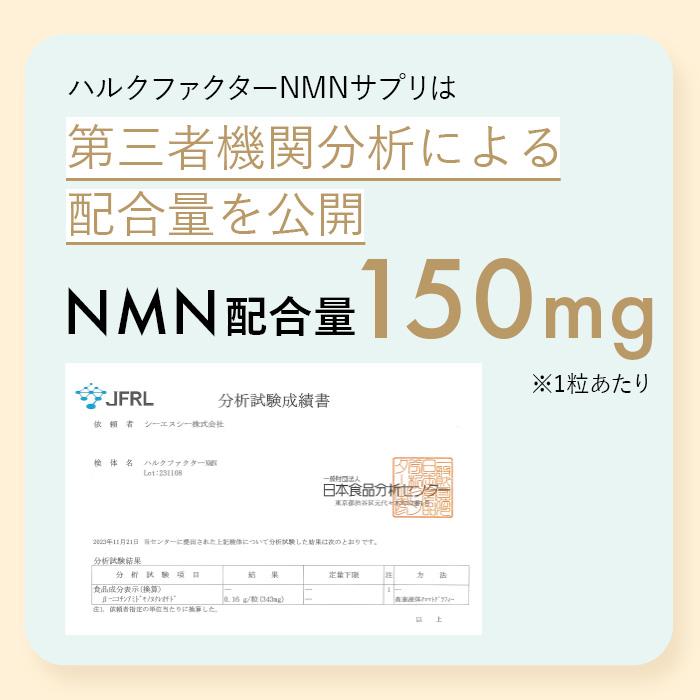 ハルクファクター NMN サプリ 日本製 9300mg 高純度100％ 62粒 栄養機能食品 マルチビタミン12種 国産 二酸化チタン不使用｜cscjp｜06