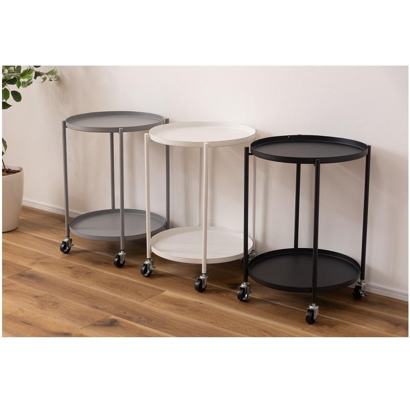 トレーテーブル サイドテーブル キャスター付き 収納 丸 小さい おしゃれ 室内 丸テーブル ミニテーブル | 