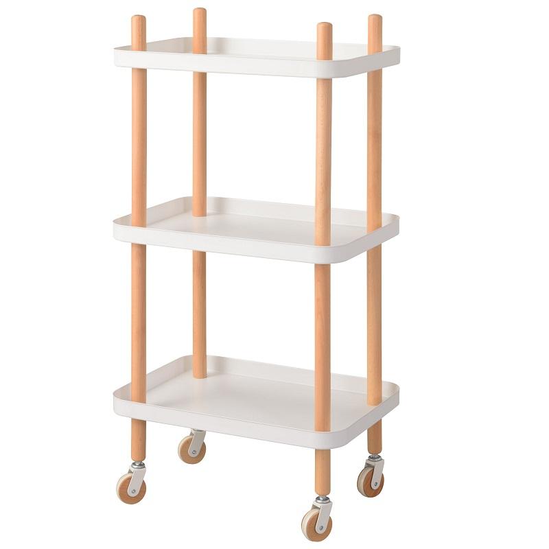 ワゴン 収納 キャスター付き おしゃれ 棚 ラック ワゴンテーブル キッチンワゴン ワゴンラック 天然木 | 