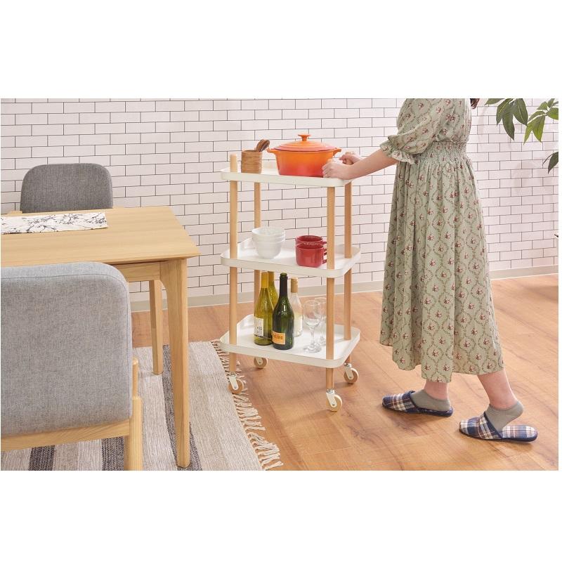 ワゴン 収納 キャスター付き おしゃれ 棚 ラック ワゴンテーブル キッチンワゴン ワゴンラック 天然木 |  | 01