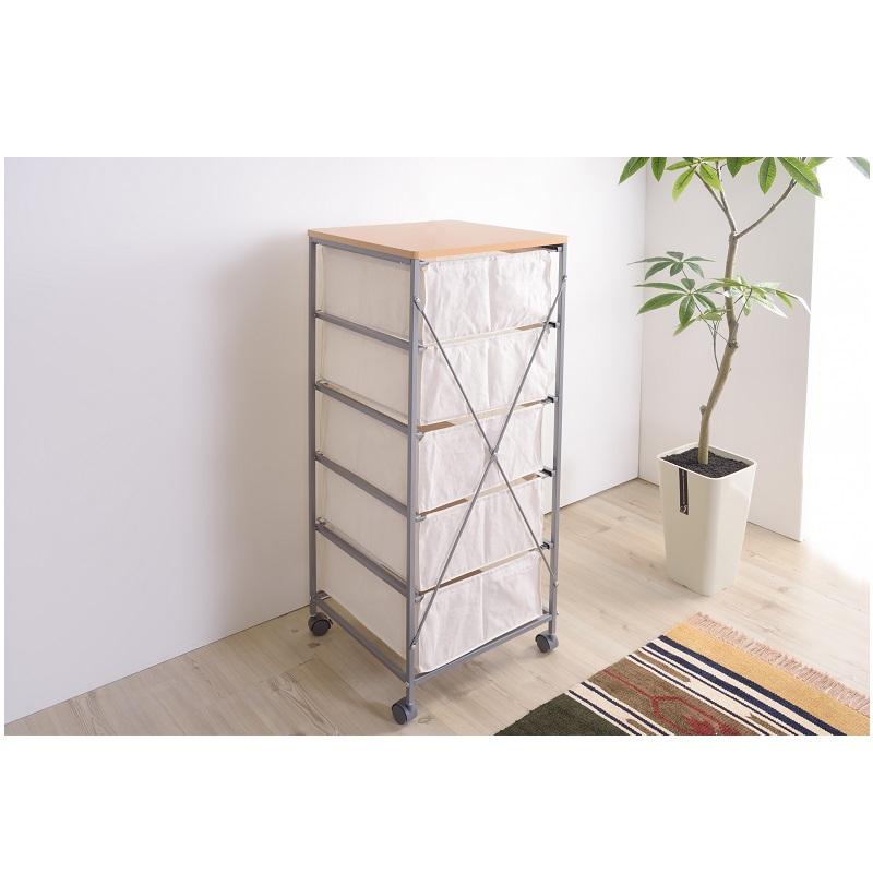 チェスト キャスター付き 5段 布製 天板付き おしゃれ 衣類収納 洗面所