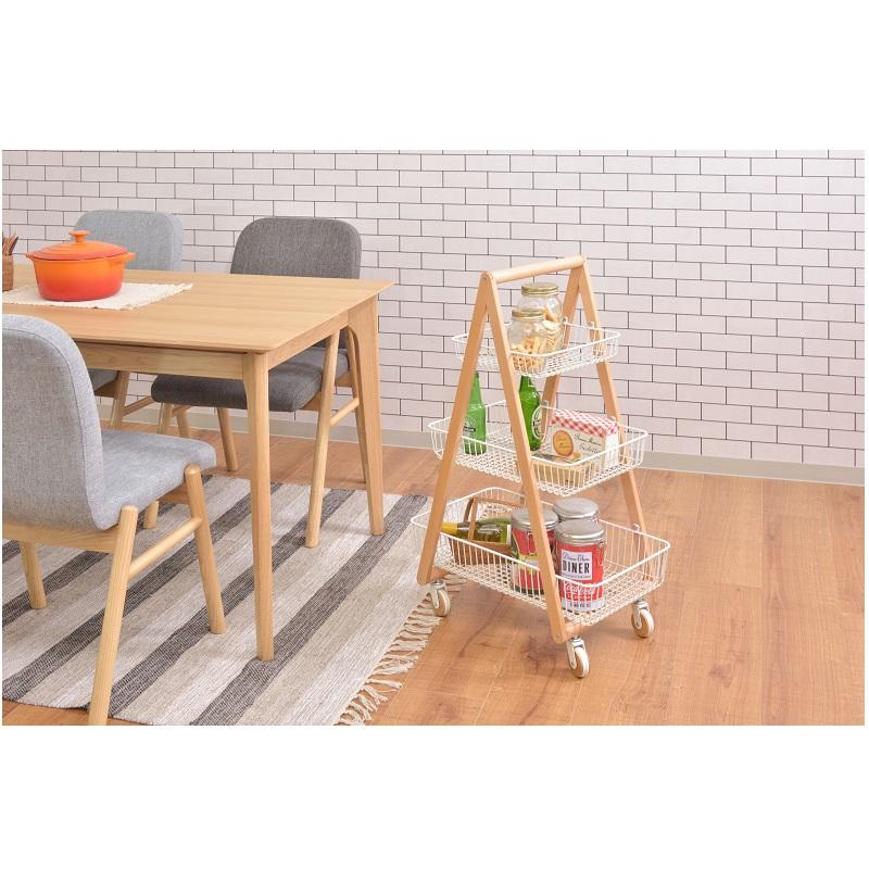 バスケットワゴン キャスター付き 3段 ワゴン ラック キッチンワゴン バスケット 天然木 ナチュラル シンプル |  | 02
