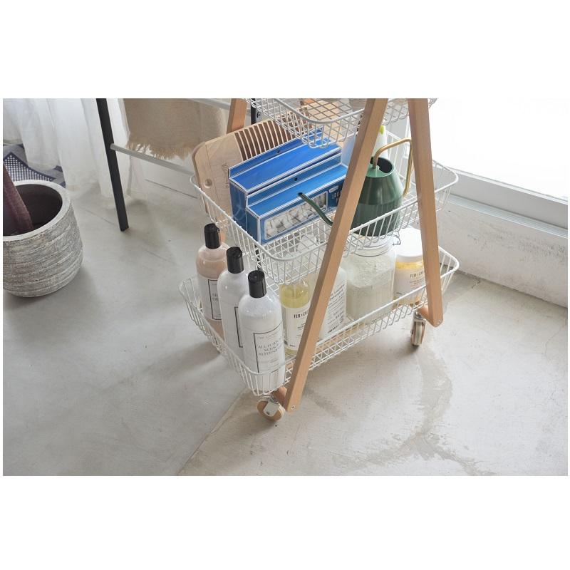 バスケットワゴン キャスター付き 3段 ワゴン ラック キッチンワゴン バスケット 天然木 ナチュラル シンプル |  | 05