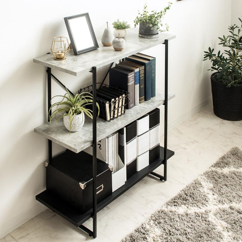 ストーン調 オープンラック 3段 IW-1330 幅80cm ラック 本棚 シェルフ 飾り棚 間仕切り a4 収納 奥行30 スリム 省スペース 石目調 おしゃれ シンプル モダン |  | 15