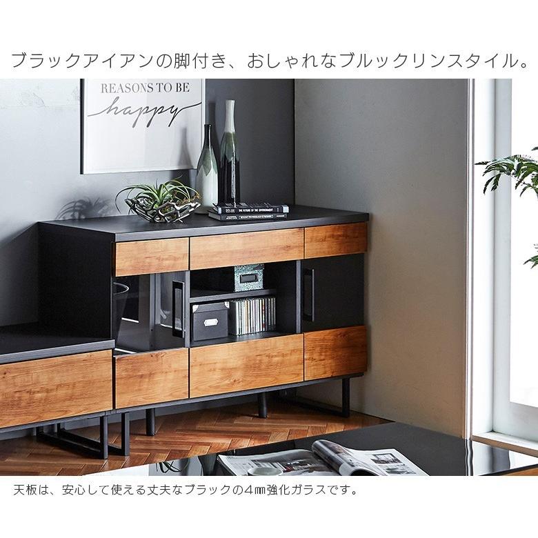 国産 テレビ台 キャビネット ハイタイプ 大川家具 幅110cm 引き出し アイアン ナチュラル ブラウン 木製 TVボード |  | 01