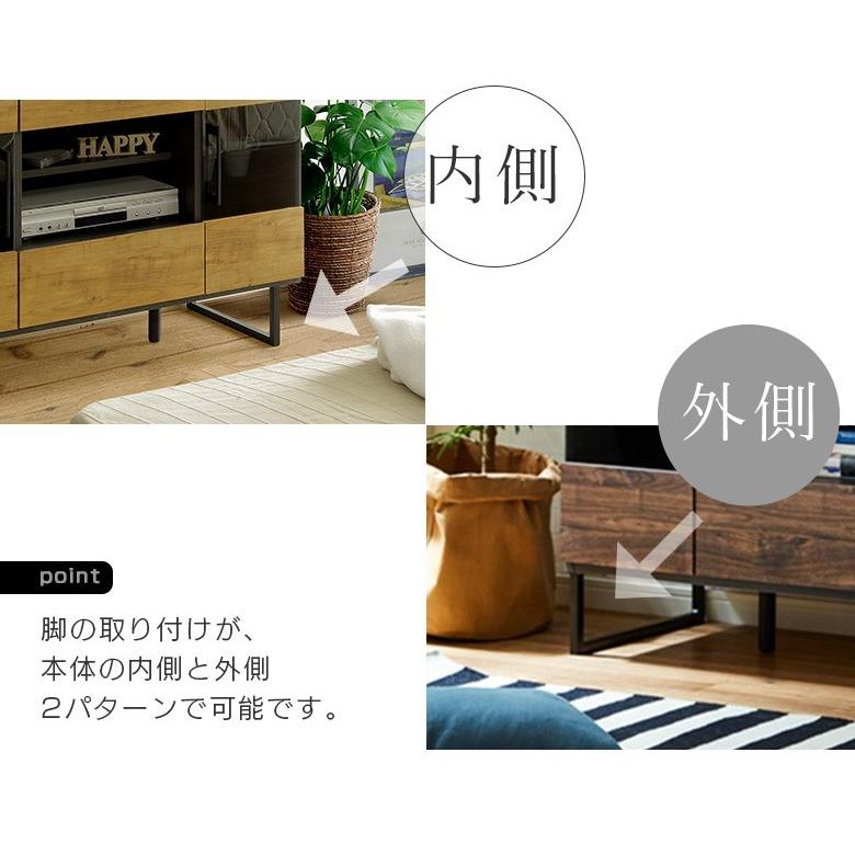 国産 テレビ台 キャビネット ハイタイプ 大川家具 幅110cm 引き出し アイアン ナチュラル ブラウン 木製 TVボード |  | 02