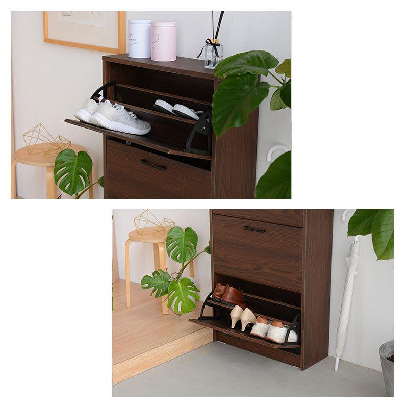 シューズボックス スリム 薄型 収納 おしゃれ 北欧 木製 完成品 玄関 |  | 01