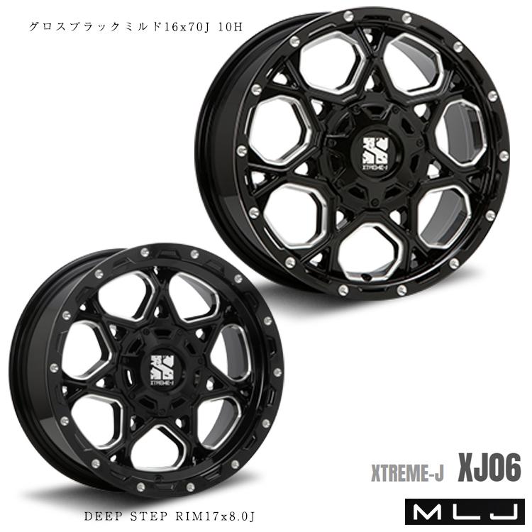 16インチ 10H100/114.3 7J 7J+42 10穴 ホイール 【1本単品 新品】 グロスブラックミルド XTREME-J XJ06 送料無料 エムエルジェイ