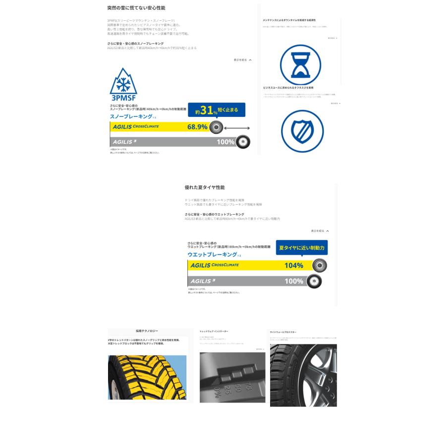 195/80R15 108/106S DT 【1本単品 新品】 送料無料 ミシュラン サマータイヤ MICHELIN AGILIS CROSSCLIMATE (15インチ)の画像