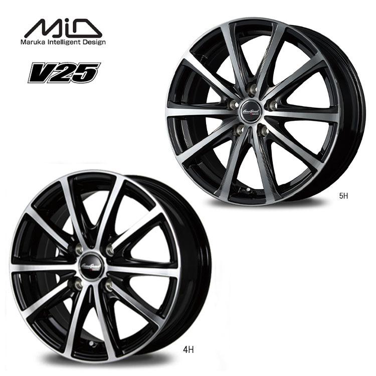 マルカサービス - 14in 4H100 5.5J 5.5J+45 4穴 車輪 【1本単品 新品】 黒いことポリッシュ V25 貨物輸送無料 エムアイディー 車輪 自動車-アルミホイール-タイヤ、ホイール