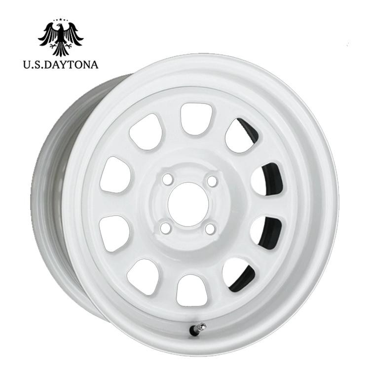 15インチ 4H100 7J 7J+40 4穴 ホイール 【1本単品 新品】 ホワイト RED