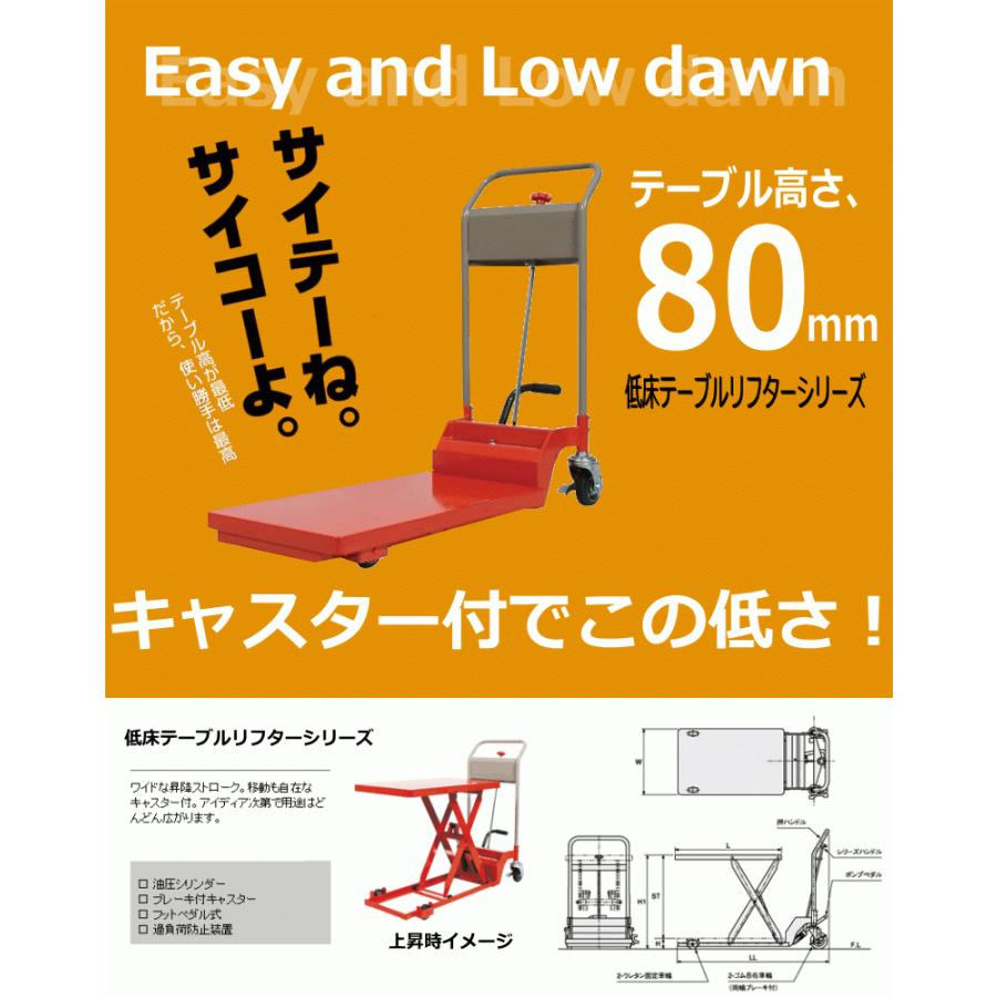 東正車輪 ゴールドリフター GLH-200 低床式 200kg 油圧 台車 ハンドリフト