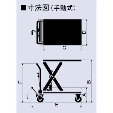 をくだ屋技研 250kg 手動式リフトテーブルキャデ LTX-H250-8S 油圧式