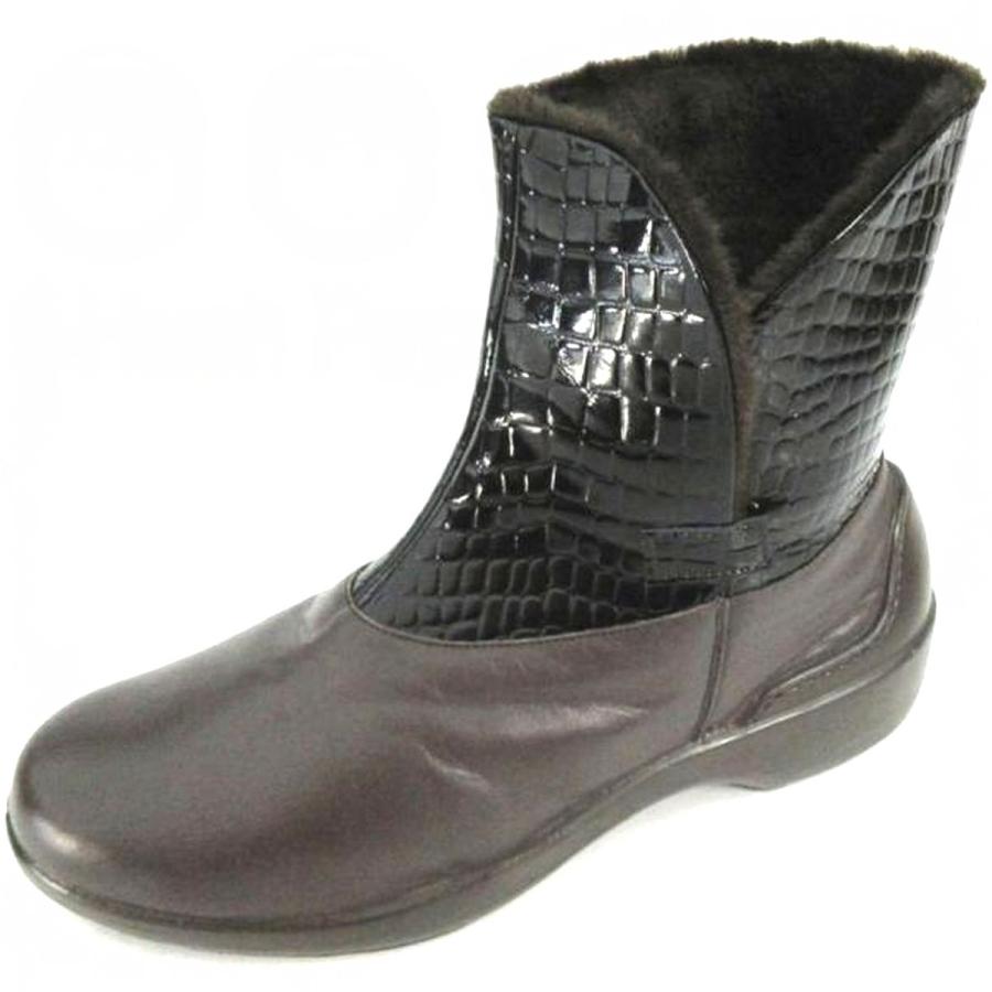 23cm 幅広4E 茶 レディースボアショートブーツ 雪道対応 防滑 フミダス 冬底 撥水本革 外反母趾対応 BonStep ボンステップ 本州送料無料 | 大塚製靴 | 03