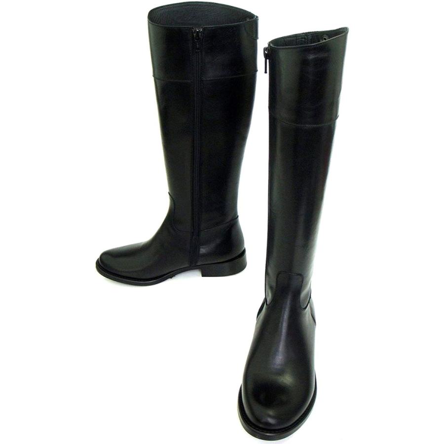 婦人ロングブーツ 【新品】 Bitti 大塚製靴 ジョッキー イタリア製 革底 サイドファスナー 伊勢丹三越オリジナル 黒/ブラック IN-578 大塚製靴 21cm 黒 イタリア製 本革レディースロングブーツ ジョッキー