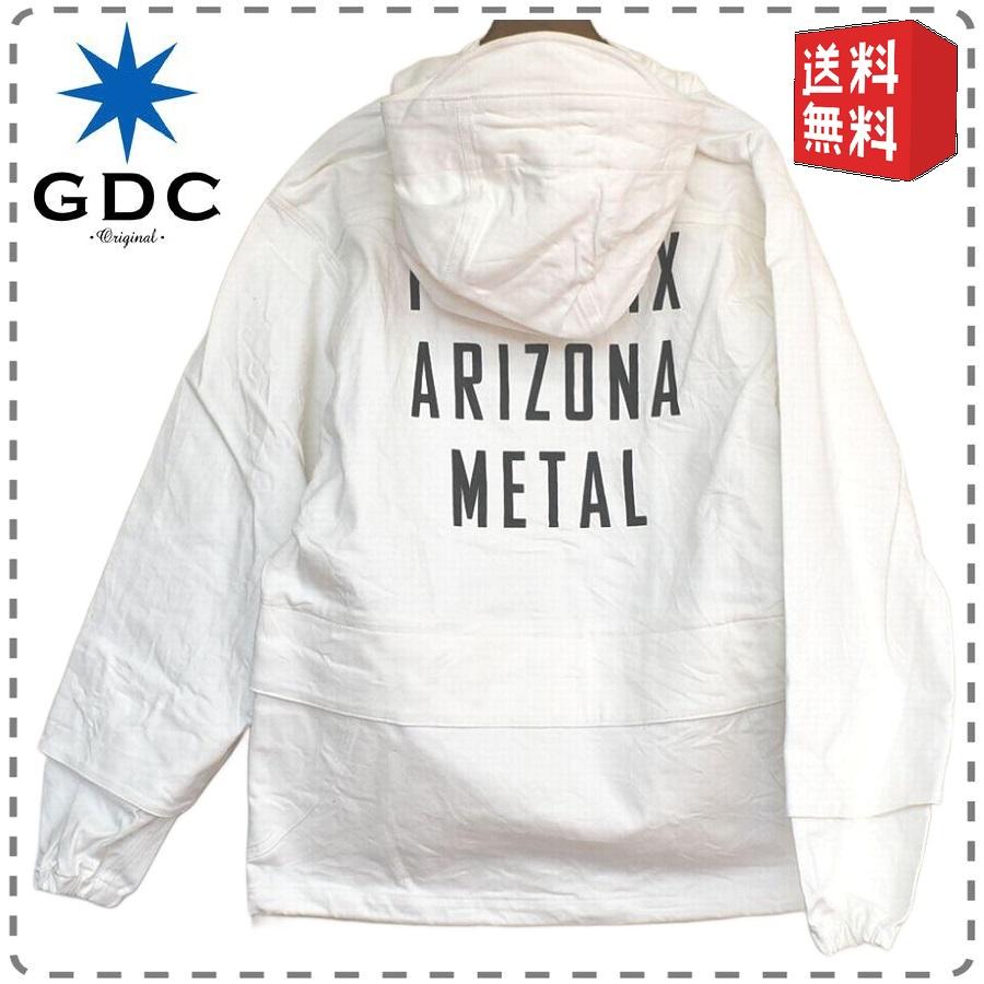 GDC メンズSサイズ 白 日本製 パーカーブルゾン バックプリント デニム