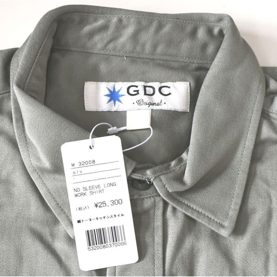 GDC メンズSサイズ オリーブ 日本製 ノースリーブ ロングシャツ ジー 