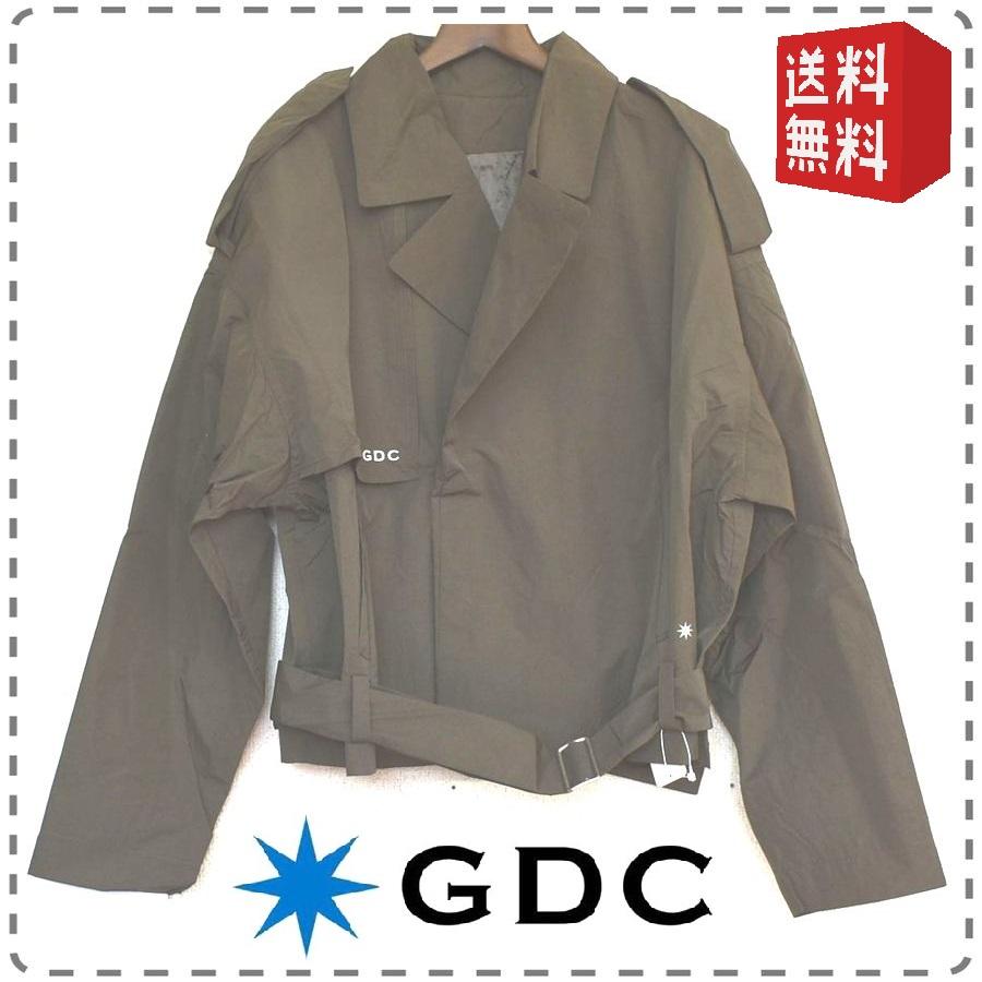 GDC メンズMサイズ カーキ 日本製 ナイロンハーフトレンチコート 