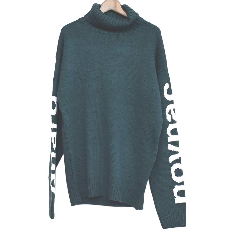 GDC メンズMサイズ グリーン ハイネックセーター ニット 両袖グランド