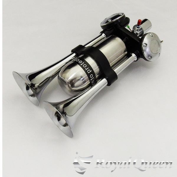 ALダイキャスト製 新型 新幹線ホーン 105db エアーホーン ヤンキーホーン エコーホーン ２連 12Ｖ/24Ｖ兼用 【RQHOR8】