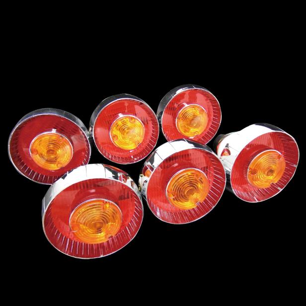 汎用 復刻版 中型車用 レトロ ヤンキーテールランプ オレンジ 赤黄 単体6個セット 24v専用 メーカー再生品