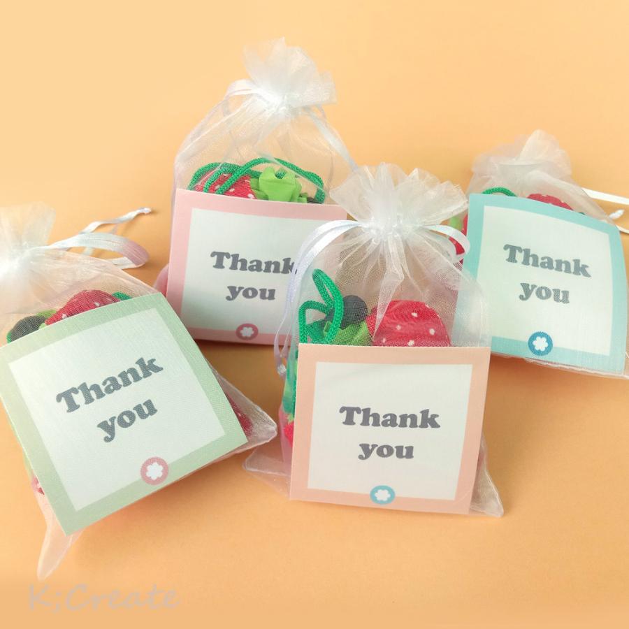 【10個セット】サンキューカード付き いちごのエコバッグ 折り畳み マイバッグ ラッピング無料 退職 転勤 お礼 お返しギフト（10個） |  | 10