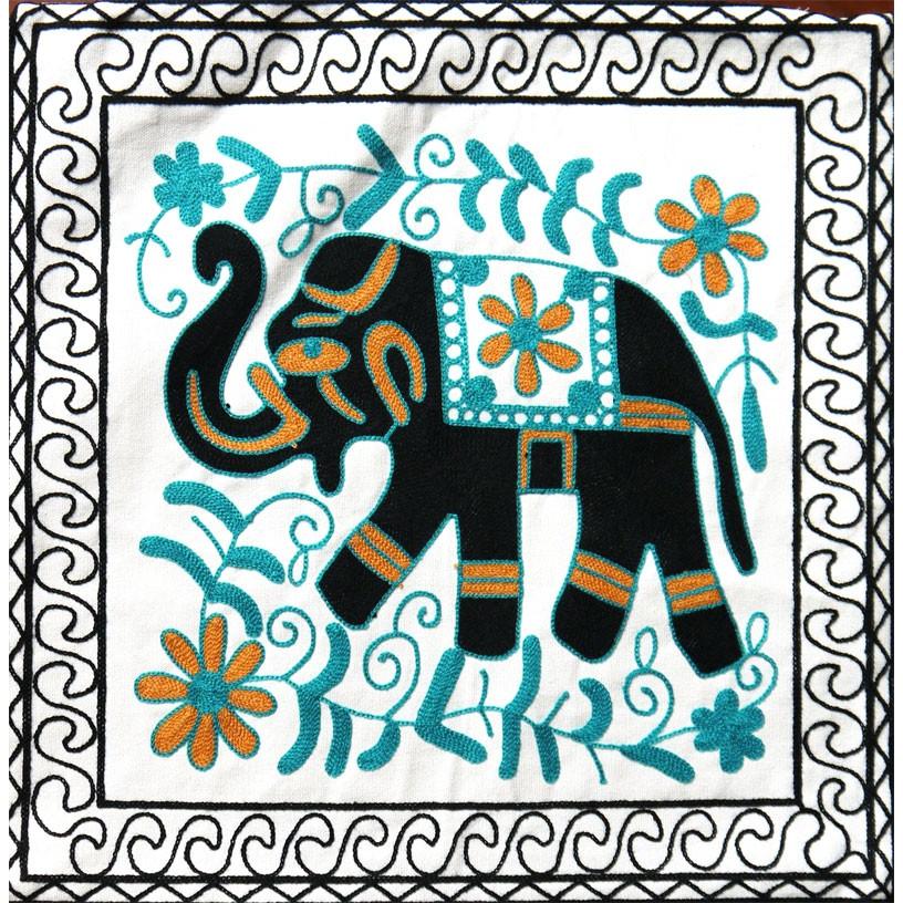 北欧風デザイン刺繍クッションカバー45×45 象 : Cs Select シーズ