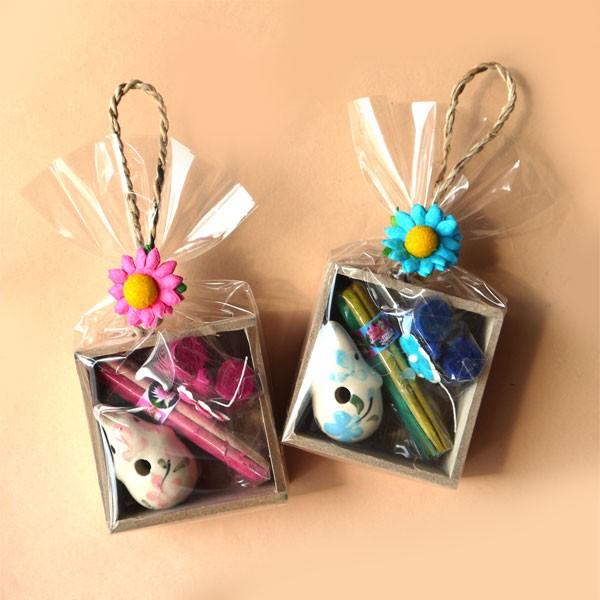 【プチギフト6個】木箱入りゾウさんお香セット6組入り コーン型お香 スティック状お香 陶器製お香立てのセット 退職転勤お礼ギフトお返し |  | 06