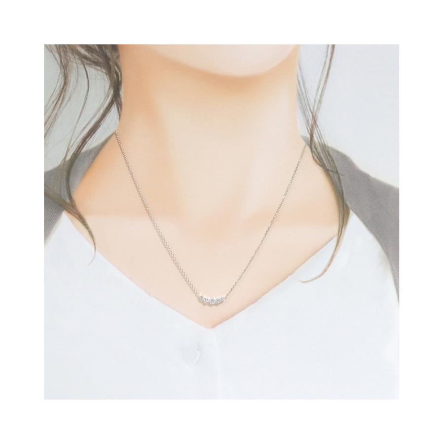 リボン済＆紙袋 4℃ ネックレス ヨンドシー 正規品 レディース カーブラインモチーフ ペンダント 4ドシー エターナルシルバー | 4℃ | 04