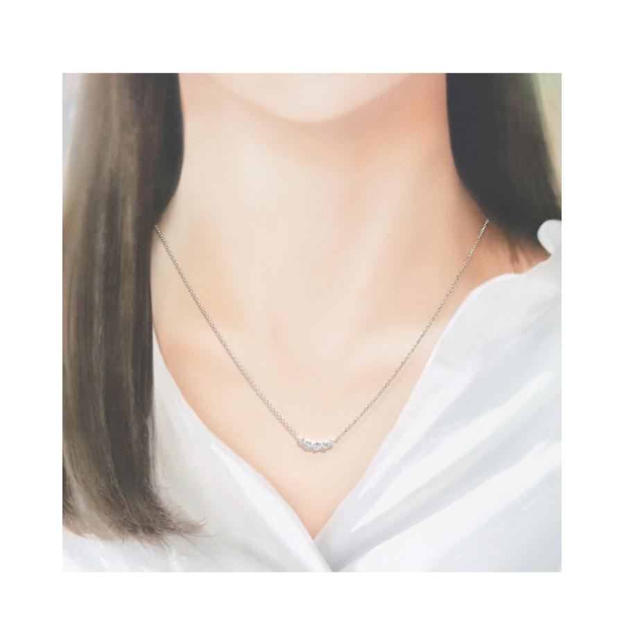 リボン済＆紙袋 4℃ ネックレス ヨンドシー 正規品 レディース カーブラインモチーフ ペンダント 4ドシー エターナルシルバー | 4℃ | 05