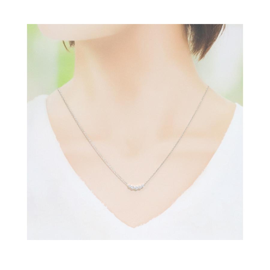 リボン済＆紙袋 4℃ ネックレス ヨンドシー 正規品 レディース カーブラインモチーフ ペンダント 4ドシー エターナルシルバー | 4℃ | 06