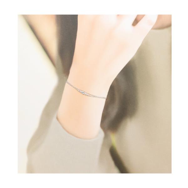 リボン済＆紙袋 4℃ ブレスレット ヨンドシー 正規品 レディース 3月誕生石 誕生日 2連モチーフ アクアマリン キュービックジルコニア | 4℃ | 04