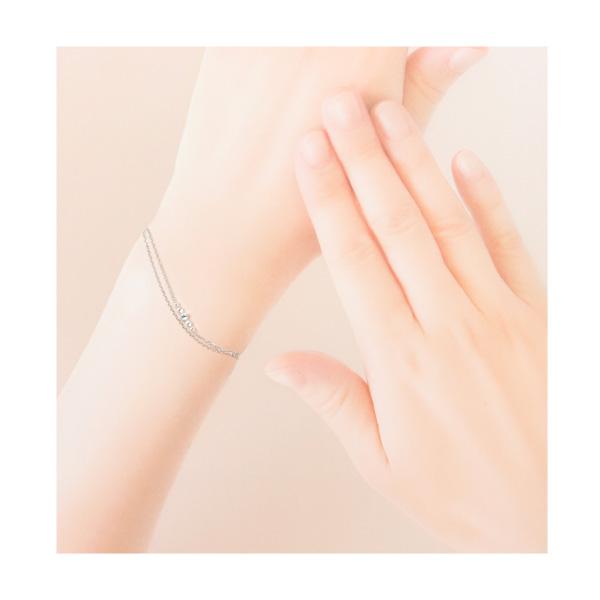 リボン済＆紙袋 4℃ ブレスレット ヨンドシー 正規品 レディース 3月誕生石 誕生日 2連モチーフ アクアマリン キュービックジルコニア | 4℃ | 06