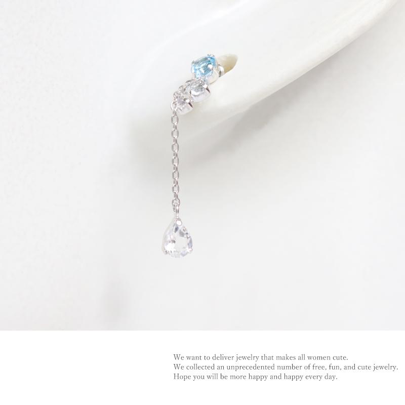 リボン済＆紙袋 ヨンドシー ピアス 4℃ 4ドシー レディース 3月誕生石 誕生日 2wayチェーンチャームピアス アクアマリン | 4℃ | 04