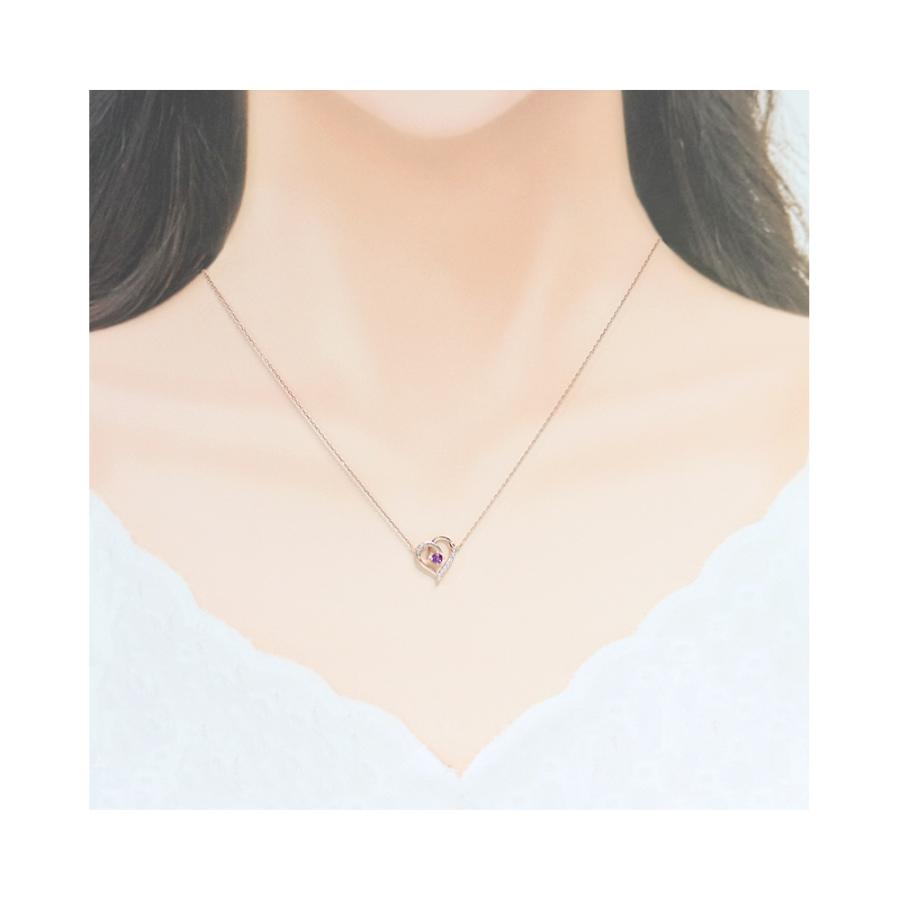 リボン済＆紙袋 4℃ ネックレス ヨンドシー 正規品 レディース ハートモチーフ 2月 誕生石 誕生日 ペンダント 4ドシー | 4℃ | 05